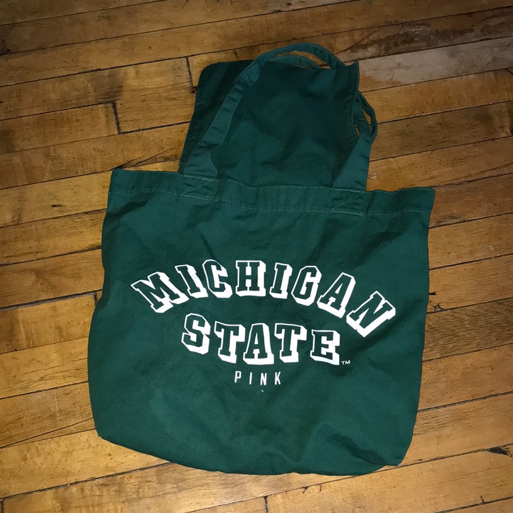 Michigan State Green Canvas Tote‎ by PINK